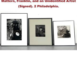 Lot 1934 3pcs Artist Photographs. M. Mattern, Franklin, and an Unidentified Artist Signed. 2 Philadelphia. 