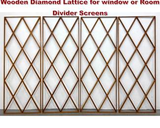 Lot 1437 Set of 4 MidCentury Modern Wooden Diamond Lattice for window or Room Divider Screens