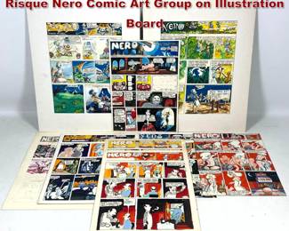 Lot 1786 9pcs Original Norman Rubington Risque Nero Comic Art Group on Illustration Board