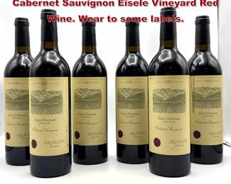 Lot 2018 6 pcs  2001 Araujo Estate Cabernet Sauvignon Eisele Vineyard Red Wine. Wear to some labels. 