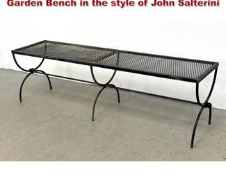 Lot 1594 MidCentury Modern Wrought Iron Garden Bench in the style of John Salterini