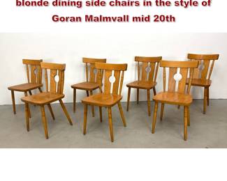 Lot 1438 Set 8 French Alsace Regional style blonde dining side chairs in the style of Goran Malmvall mid 20th