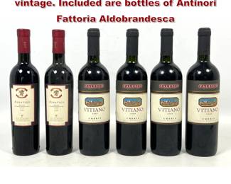 Lot 2024 6pcs Italian red wine from the 1999 vintage. Included are bottles of Antinori Fattoria Aldobrandesca