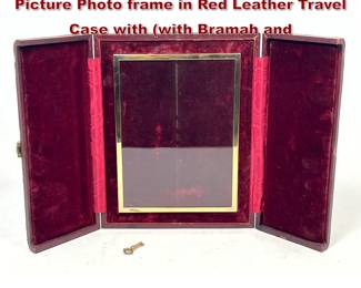 Lot 1910 English Sterling Silver Travel Picture Photo frame in Red Leather Travel Case with with Bramah and 