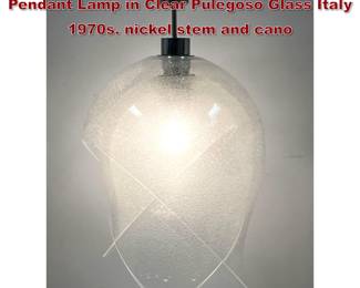 Lot 1482 Carlo Nason for Mazzega Tulip Pendant Lamp in Clear Pulegoso Glass Italy 1970s. nickel stem and cano