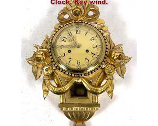 Lot 1858 Swedish Rococo Gilt Syroco Wall Clock. Key wind. 