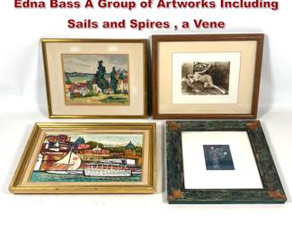 Lot 1877 4pcs Israel Nahan, Campigli, and Edna Bass A Group of Artworks Including Sails and Spires , a Vene