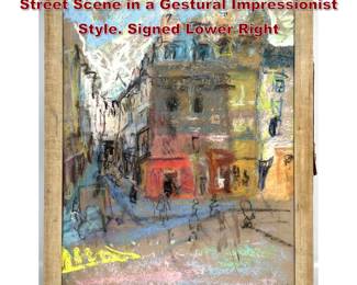 Lot 1866 Raeburn Pastel and Charcoal Urban Street Scene in a Gestural Impressionist Style. Signed Lower Right