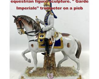 Lot 1819 Scheibe Alsbach German porcelain equestrian figure sculpture.  Garde Imperiale trumpeter on a pieb