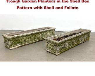Lot 1628 Pair Decorative Cast Concrete Trough Garden Planters in the Shell Box Pattern with Shell and Foliate