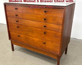 Lot 1524 Richard ArtschwagerMidCentury Modern Walnut 5 Drawer Chest with Laminate Top. 