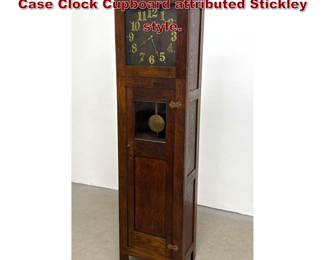 Lot 1736 Mission Arts and Crafts Oak Tall Case Clock Cupboard attributed Stickley style. 