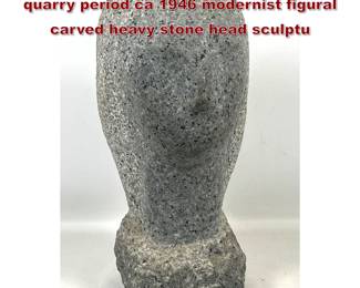 Lot 1513 Gerald DiGiusto early Quincy quarry period ca 1946 modernist figural carved heavy stone head sculptu