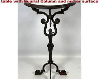 Lot 1706 Seville Art Studios Art Deco iron table with figural Column and mirror surface