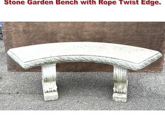 Lot 1609 3pc Neoclassical Style Curved Cast Stone Garden Bench with Rope Twist Edge. 