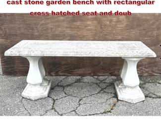 Lot 1617 Classical Regency Revival style cast stone garden bench with rectangular cross hatched seat and doub