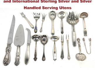 Lot 1908 17pcs Assorted Sterling. American and International Sterling Silver and Silver Handled Serving Utens