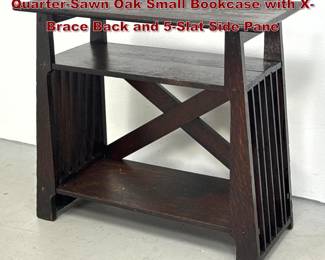 Lot 1685 Arts and Crafts Mission Style QuarterSawn Oak Small Bookcase with XBrace Back and 5Slat Side Pane