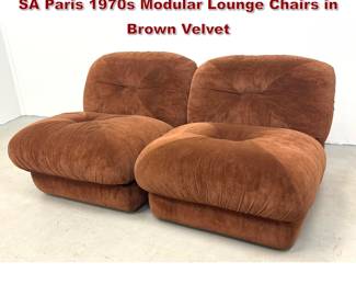 Lot 1406 Pair of Les Transformables Gamba SA Paris 1970s Modular Lounge Chairs in Brown Velvet