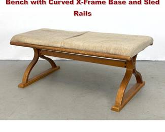 Lot 1467 Laminated Hardwood Upholstered Bench with Curved XFrame Base and Sled Rails