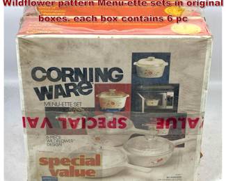 Lot 1656 3 boxes 6pc CORNING WARE Wildflower pattern Menuette sets in original boxes. each box contains 6 pc