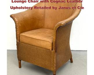 Lot 1450 Vincent Sheppard Lloyd Loom Tub Lounge Chair with Cognac Leather Upholstery Retailed by Janus et Cie