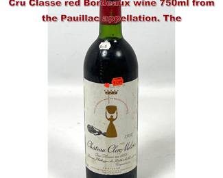 Lot 1984 1980 Chateau Clerc Milon Grand Cru Classe red Bordeaux wine 750ml from the Pauillac appellation. The