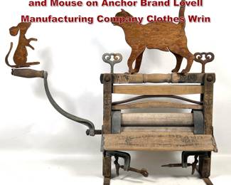 Lot 1741 Whimsical Folk Art Sculpture Cot and Mouse on Anchor Brand Lovell Manufacturing Company Clothes Wrin
