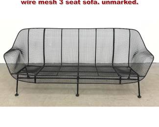 Lot 1585 Russell Woodard Sculptura black wire mesh 3 seat sofa. unmarked. 
