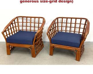 Lot 1517 Pair Reed lounge armchairs 1970sgenerous sizegrid design
