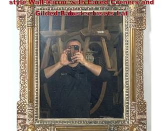 Lot 1703 Moorish Revival Hispano Moresque style Wall Mirror with Eared Corners and Gilded Baluster Insets Lat