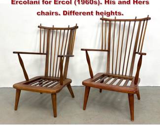 Lot 1471 Pair of armchairs by Lucian Ercolani for Ercol 1960s. His and Hers chairs. Different heights.