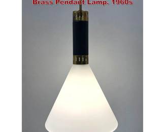 Lot 1466 Stilnovo Conical Opaline Glass and Brass Pendant Lamp. 1960s