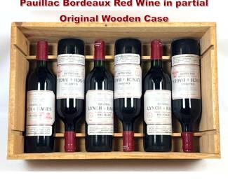 Lot 1962 6pc 1988 Chateau Lynch Bages Pauillac Bordeaux Red Wine in partial Original Wooden Case