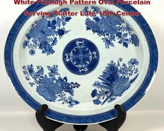 Lot 1770 Large Chinese Export Blue and White Fitzhugh Pattern Oval Porcelain Serving Platter Late 18th Centur
