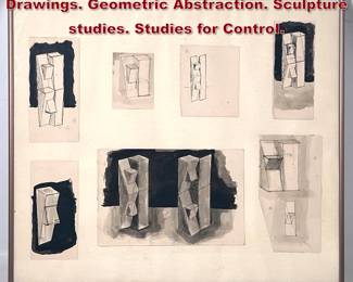 Lot 1571 Gerald DiGiusto Pen and Ink Drawings. Geometric Abstraction. Sculpture studies. Studies for ControI.