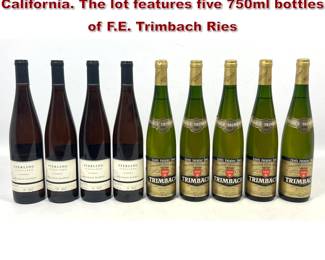 Lot 2006 9pc white wine from France and California. The lot features five 750ml bottles of F.E. Trimbach Ries