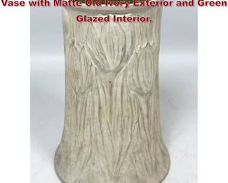 Lot 1805 Tiffany Studios Pottery Tulip Motif Vase with Matte Old Ivory Exterior and Green Glazed Interior. 