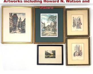 Lot 1885 5pc Assortment of Framed Artworks including Howard N. Watson and Others