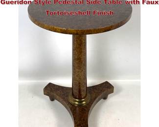 Lot 1740 Baker Furniture Neoclassical Gueridon Style Pedestal Side Table with Faux Tortoiseshell Finish
