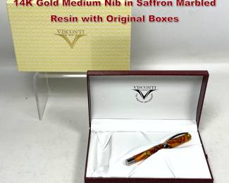 Lot 1922 Visconti Opera Fountain Pen with 14K Gold Medium Nib in Saffron Marbled Resin with Original Boxes