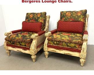 Lot 1725 Pair C.R. Laine Faux Painted White Bergeres Lounge Chairs.