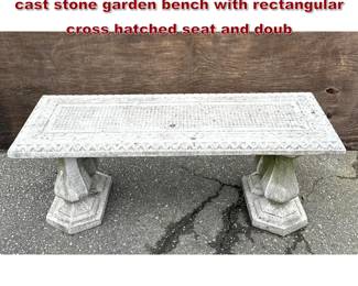 Lot 1618 Classical Regency Revival style cast stone garden bench with rectangular cross hatched seat and doub