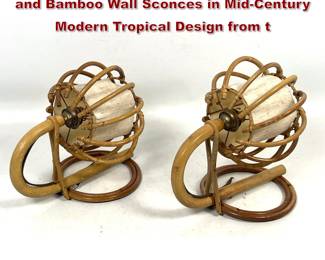 Lot 1452 Pair Louis Sognot French Rattan and Bamboo Wall Sconces in MidCentury Modern Tropical Design from t