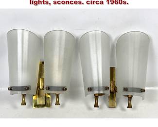 Lot 1484 Pair of Italian double shaded wall lights, sconces. circa 1960s. 