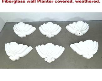 Lot 1623 Set 6 Large Classical Shell Form Fiberglass wall Planter covered. weathered.