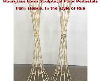 Lot 1637 Pair Large Spun Fiberglas Hourglass Form Sculptural Floor Pedestals Fern stands. In the style of Rus
