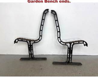 Lot 1591 Pair of Antique Industrial Cast Iron Garden Bench ends. 