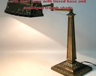 Lot 1680 Art Deco style brass double swing arm desk lamp with tiered base and scalloped trough shade