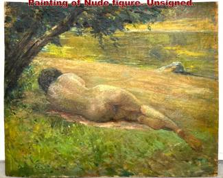 Lot 1890 Antique Impressionist Oil on Board Painting of Nude figure. Unsigned. 